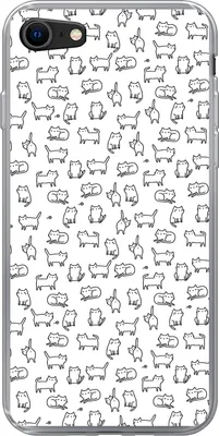 Produktbild von MuchoWow® Handyhülle Schutzhülle Hülle für Telefoonhoesje iPhone 7 Mädchen - Katze - Muster - Mädchen - Kinder - Kinder Silikon Softcase Handy Hülle - Kartenhalter
