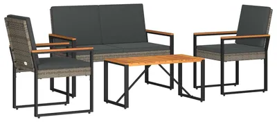 Produktbild von Gartenmöbel Set 4 pcs Grau und Dunkelgrau Poly-Rattan
