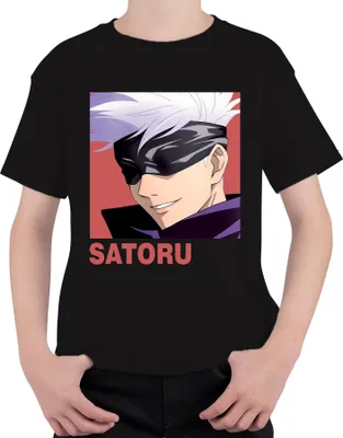 Produktbild von Satoru Gojo Jujutsu Kaisen Augenbinde Anime Ästhetik Fan Geschenk Uni Kinder T-Shirt, Schwarz, 128