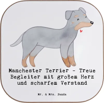Produktbild von Mr. & Mrs. Panda Tassen Untersetzer Manchester Terrier Begleiter - Weiß - Geschenk, Hunderassen, Tasse, gläseruntersetzer, Coaster, aufgeweckter Hund, Hundeliebhaber