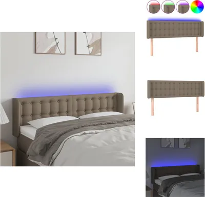 Produktbild von vidaXL LED Kopfteil Taupe 147x16x78/88 cm Stoff -  Kopf- & Fußenden