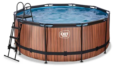 Obrázek produktu pro EXIT Wood rámový bazén ø360, nadzemní bazén, s pískovým filtrem, kulatý, hnědý