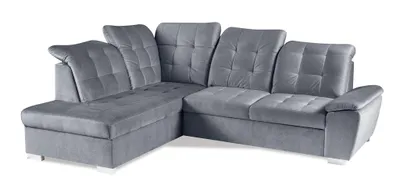 Produktbild von Ecksofa BONNY mit Schlaffunktion – links – GRAU – verstellbare Kopfstützen