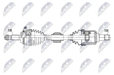 Produktbild von Antriebswelle Vorderachse rechts 674 mm 48 Zähne