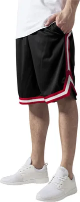 Immagine prodotto di Urban Classics TB243 | Pantaloncini in rete a righe dalla S alla 3XL - Colore: nero-rosso-bianco - Taglia: 5XL