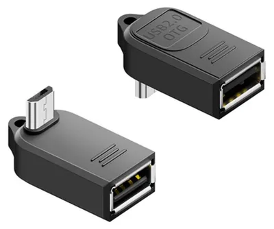 Productafbeelding van INF USB A vrouwelijke naar Micro B mannelijke OTG-adapter haaks (4 stuks) – sleutelhanger, USB 2.0, 480Mbps