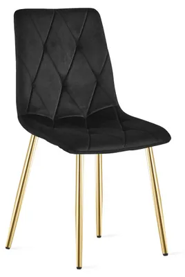 Image de Chaise Libra en Velours Noir avec Pieds Dorés