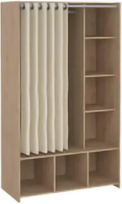 Produktbild von Großer Kleiderschrank Roselle, Schlafzimmermöbel, Schrank, Garderobe, 105x48 h180 cm, Eiche und Beige