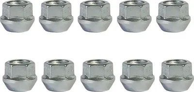 Immagine prodotto di 10x Dado aperto M12x1,25 con collare conico 60° argento mm | Apertura chiave 19 mm compatibile con Nissan 100NX