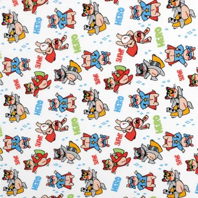 Obrázek produktu pro Látka - elastický úplet s potiskem - 175 cm, (šířka) - Bílá,Červená,Modrá