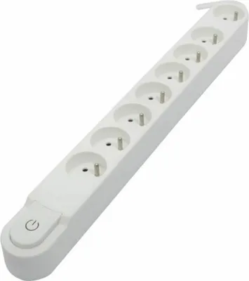 Image de Rallonge Chacon, 8 prises, 3500W, 230V, blanc, 16A