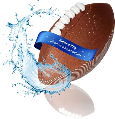 Produktbild von Neopren Mini American Football 'Touchdown' - Aufblasbarer Wasserball für Erwachsene & Kinder - Ideal für Strand, Freibad, Garten oder Meer - Strandball mit griffiger Oberfläche blau/grün