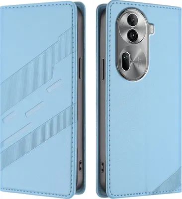 Image de Etui pour Oppo Reno11 Pro 5G, étui portefeuille en cuirPolyuréthaneavec fente pour carte et fonction stand Hellblau