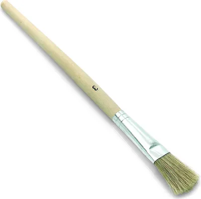 Produktbild von Emaillelackpinsel L.190mm B.10mm H.3mm Gr.0 helle Borste Weißbl.roh.Holzstiel