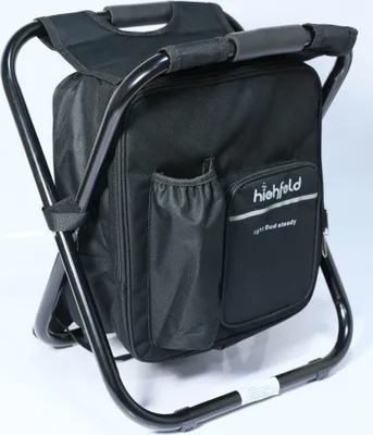 Produktbild von highfeld® Sitzrucksack Ansitzrucksack mit Hocker black Campinghocker Angelhocker Falthocker