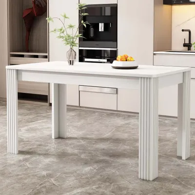 Produktbild von AIORBER Esszimmertisch,mit stabiler Holzstruktur,pflegeleichter Tischplatte,viel Stauraum,Beistelltisch,für Wohnzimmer, Schlafzimmer,116x65x75cm, Weiß