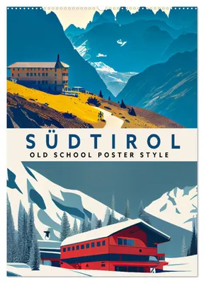 Produktbild von Südtirol - Old School Poster Style (Wandkalender 2027 DIN A2 hoch), CALVENDO Monatskalender
