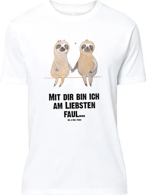 Produktbild von Mr. & Mrs. Panda Größe L T-Shirt Faultier Pärchen - Weiß - Geschenk, Liebe, Faultiere, mit Spruch, Tshirt, Shirt, Beziehung