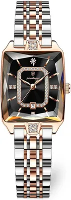 Produktbild von Damen Quarzuhr Rechteckig Edelstahl Armbanduhr mit Kalender Wasserdicht 30M Elegante Luxus Damenuhr für Business und Alltag