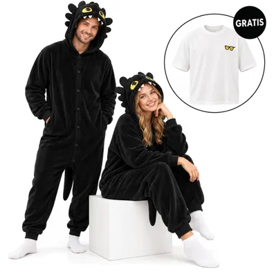 Obrázek produktu pro Pyžamo Onesie Kigurumi Kostým Převlek Bezzubka M: 155 - 165cm + Oversize tričko M