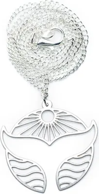 Produktbild von Walflosse Kette 45cm Anhänger Halskette Ozean Delfin Flosse Edelstahl rund silbr