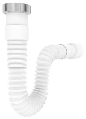 Produktbild von Unyqoos® flexibler Abflussschlauch 1 1/2 Zoll x 40/50 mm, ausziehbar 320–880 mm – Siphon / Geruchsverschluss für Waschbecken, Aluminium-Wartelmutter