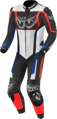 Zdjęcie produktu dla 1-częściowy skórzany kombinezon motocyklowy Berik NexG, czarny/czerwony/niebieski/szary, 56