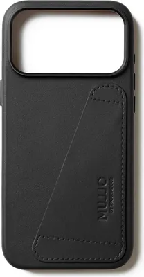 Image de Mujjo cuir portefeuille coque iPhone 17 Pro Max – Portefeuille en cuir intégré pour 2-3 cartes – Compatible avec MagSafe pour recharge sans fil – Cuir non traité qui développe une patine captivante - Noir