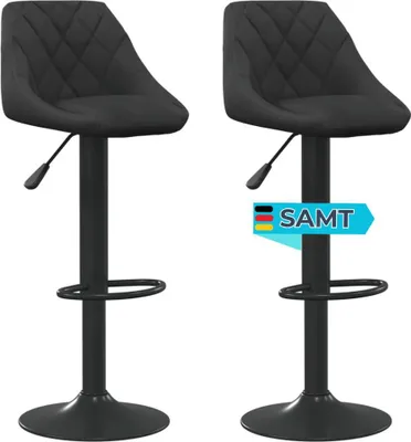 Produktbild von Barhocker DUKE höhenverstellbar 2er Set Schwarz Samt | Barstühle drehbar Küchenhocker Thekenhocker für Küche Hausbar