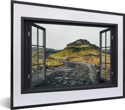 Produktbild von MuchoWow® MuchoWow® Gerahmtes Poster Durchsichtig - Berg - Schwarz 40x30 cm - Poster mit zchwarzem Bilderrahmen - Bilderrahmen - Poster im Rahmen