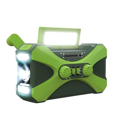 Obrázek produktu pro Solární rádio, solární rádio na kliku s LED svítilnou, nouzové rádio AM/FM počasí, SOS alarm 10000mAh baterie, dynamo na kliku, powerbanka pro smartphone