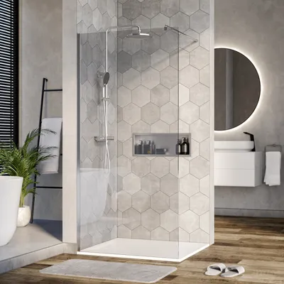 Produktbild von Duschabtrennung Walk-In Nano Echtglas EX101 - Klarglas - 10 mm - Wandprofil Chrom - Breite wählbar, Breite Walk-In:1000mm