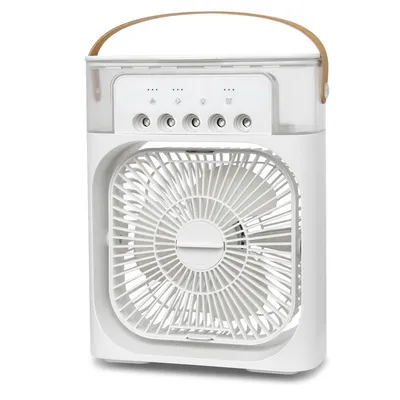 Produktbild von Tragbarer USB-Ventilator, Luftbefeuchter, Luftkühler, LED-Nachtlicht, Wassernebel, 600 ml