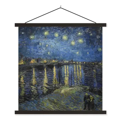 Produktbild von MuchoWow® Textilposter Sternennacht über dem Orsay Paris - Vincent Van Gogh 60x60 cm mit schwarzem Rahmen - Posteraufhänger