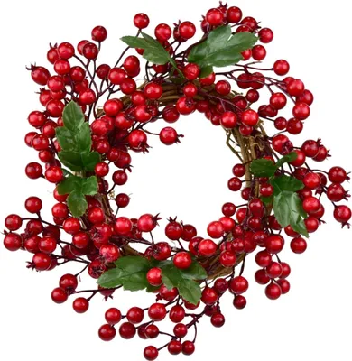Produktbild von Weihnachtskranz aus Weidenruten mit roten Beeren Ø30 cm