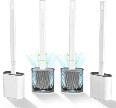 Productafbeelding van Set van 4 Silicone Toiletborstels met Houder en Antidruppelsysteem