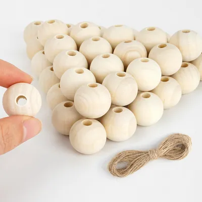 100 Holzkugeln 20 mm zum Auffädeln, DIY-Basteln, Makramee, Schmuck