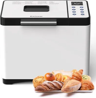 Productafbeelding van Karinear Broodbakmachine, 20 Programmafuncties, met handschoenen, 15 uur Tijdvoorkeuze, 2LB Roestvrijstalen