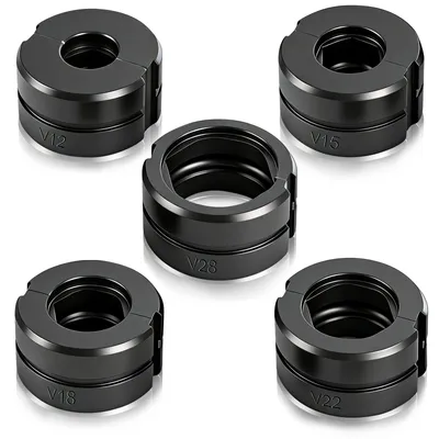 Produktbild von 5 tlg V-Kontur Pressbacke V12/15/18/22/28mm Pressbackeneinsatz Crimpzange Wechselbacke für Presszange Kupferrohr Rohrpresszange Handpresszange Schwarz