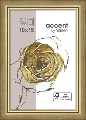 Zdjęcie produktu dla accent by nielsen Drewniana ramka na zdjęcia Ascot, 10 x 15 cm, złota