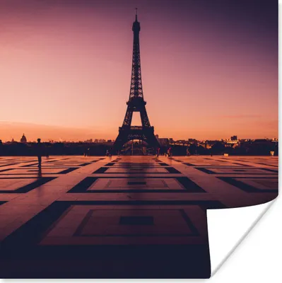 Produktbild von MuchoWow® Poster Sonnenuntergang in Paris 75x75 cm - Wand Dekoration