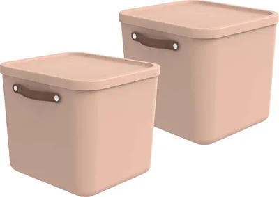 Produktbild von Rotho 2er-Set Aufbewahrungsbox 40L Maloja - Kunststoffbox mit Deckel - Stapelbox 39,5 x 38,0 x 34,0 cm - Plastikbox Ordnungsbox Allzweckkiste