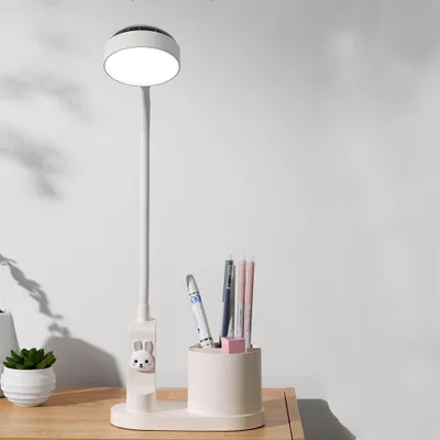 Produktbild von Schreibtischlampe,Kinder Nachttischlampe mit Stifthalter, mit automatischem Farbwechsel, dimmbare wiederaufladbare,LED,für Kinder,Weiß