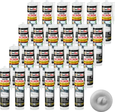 Produktbild von Isolbau Sanitär Silikon 24 x 300 ml Hellgrau - Hochelastischer Silikon-Dichtstoff für Abdichtungen & Fugen – Schimmelresistent, wasserdicht -  Kartusche