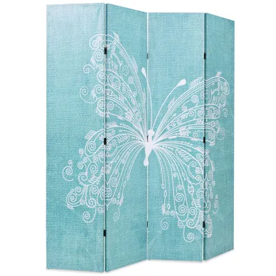 Produktbild von vidaXL Raumteiler klappbar 160 x 170 cm Schmetterling Blau