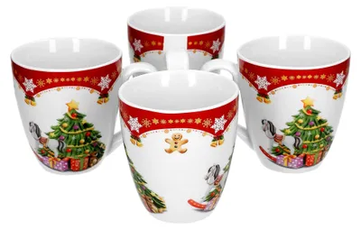 Produktbild von 4er Set Kaffeebecher 0,53 l Weihnachtsmotiv aus Porzellan