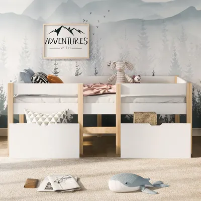 Obrázok produktu pre Detská postieľka 90x190, s zásuvkou, s bočnicami na ochranu pred vypadnutím, vyrobená z masívneho dreva (breza).