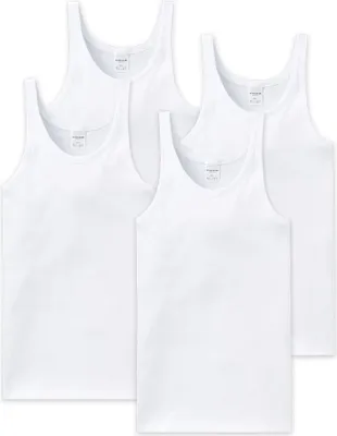 Obrázek produktu pro SCHIESSER pánská vesta 4-pack - bez rukávů, Bavlna Essentials, jemné žebro, bílá L