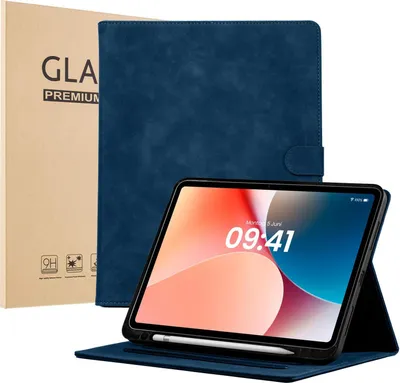 Produktbild von LBH Tablet Schutzhülle + 2x 9H Display Glas für Apple iPad Air 6. Gen 13 Zoll Cover Case Schutz Tablet Farbe: Blau