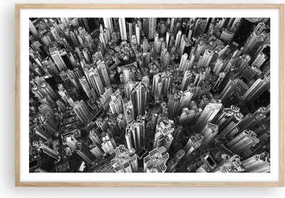 Produktbild von Gerahmtes Poster - Rahmen in heller Eiche - Wolkenkratzer mit Berge - 91,5x61 cm - Wand Bild - Wanddeko - Wandbilder - Kunstposter - Wandposter - Bilderrahmen - Bilder - Kunstdruck - P2NAA91x61-4453